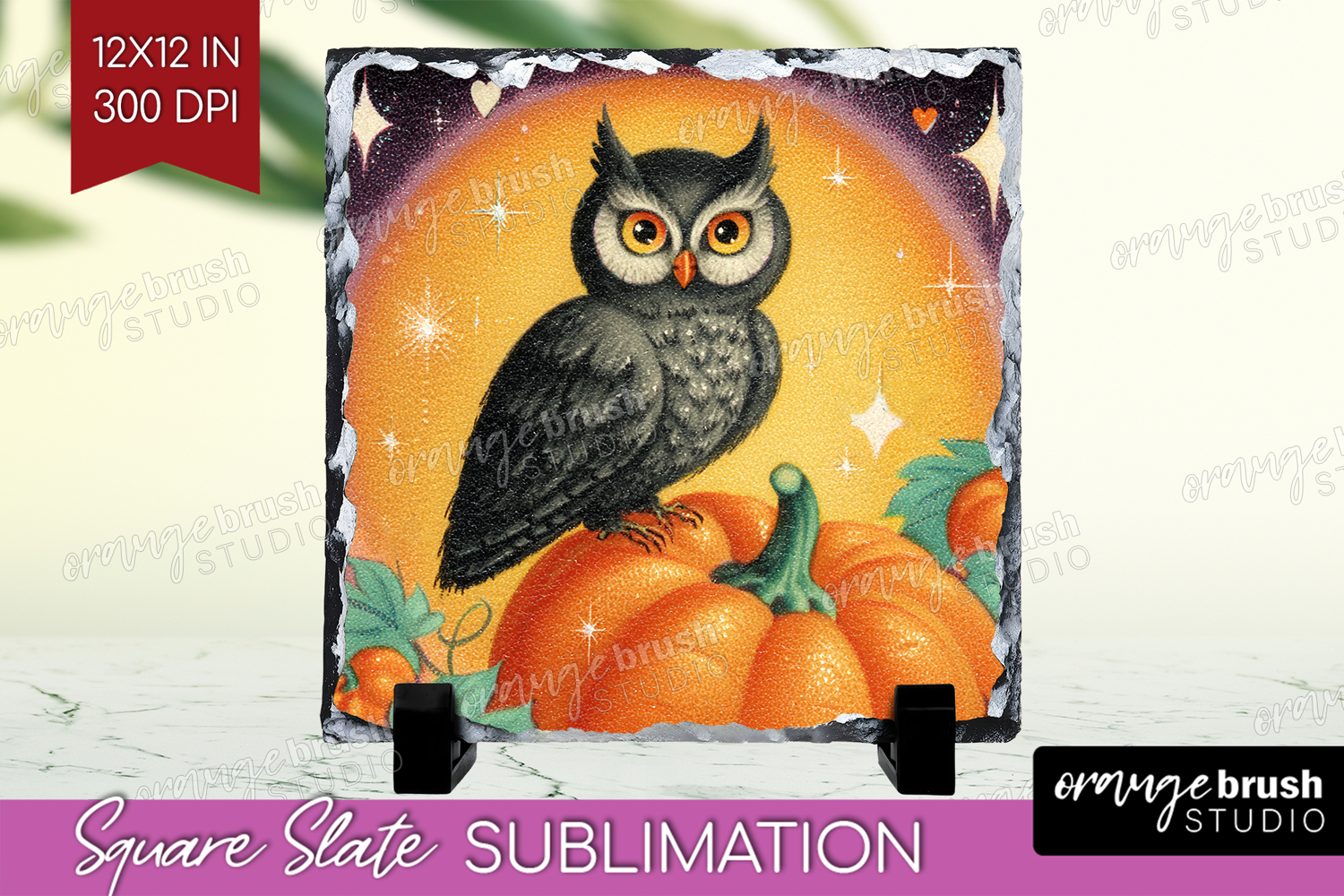 Retro Halloween Slate PNG - Vintage Square Slate Sublimation product image 1
