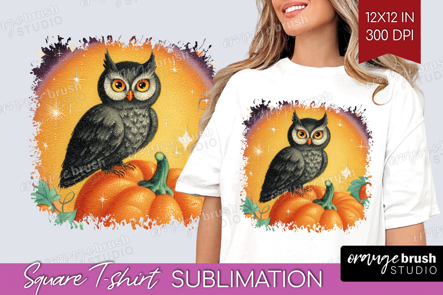 Retro Halloween Square Tshirt Background - Vintage PNG product image 1