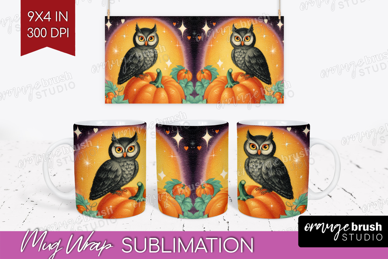 Retro Halloween Mug Wrap - Vintage Mug PNG Sublimation product image 1