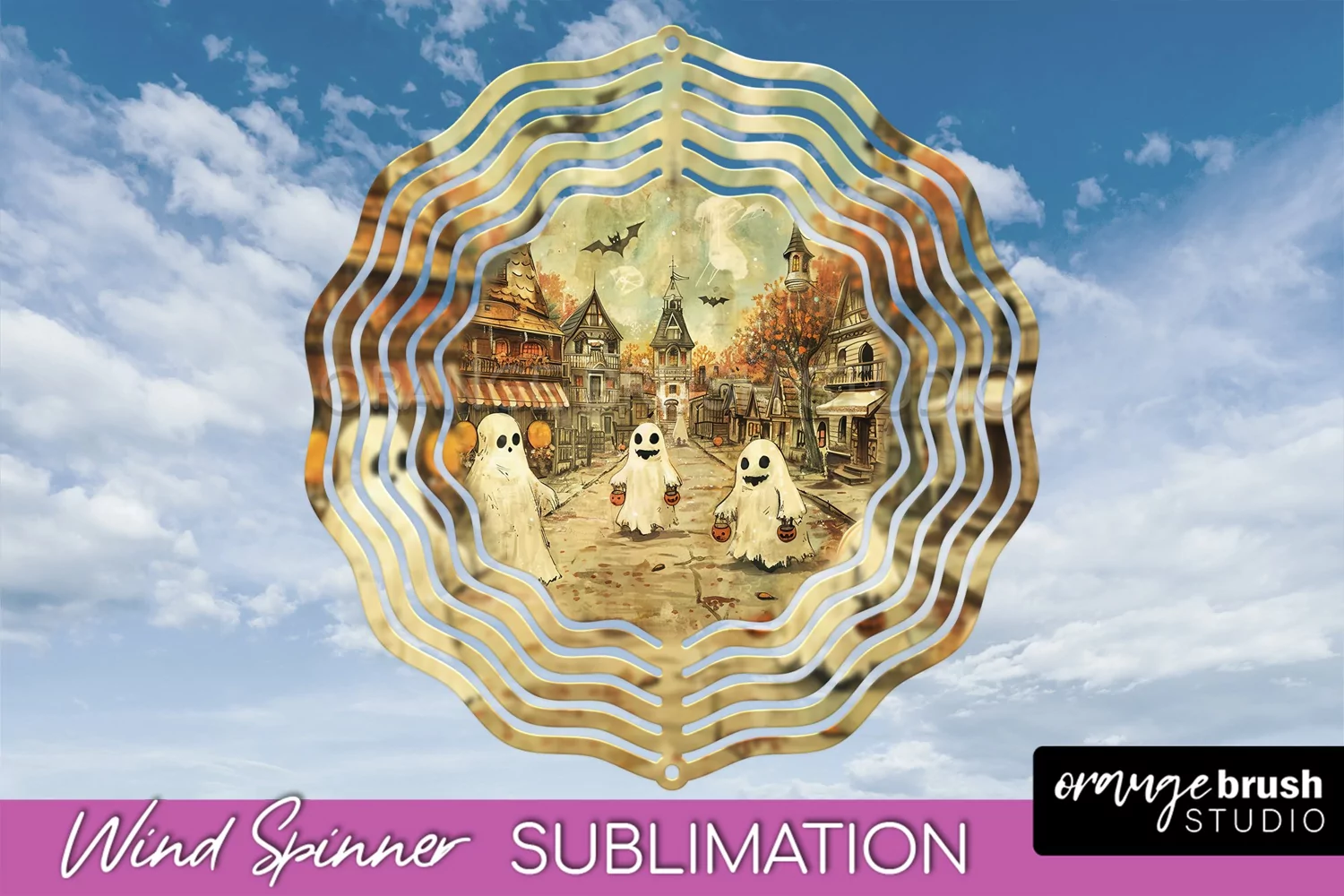 Vintage Halloween Wind Spinner Sublimation - Spooky PNG product image 1