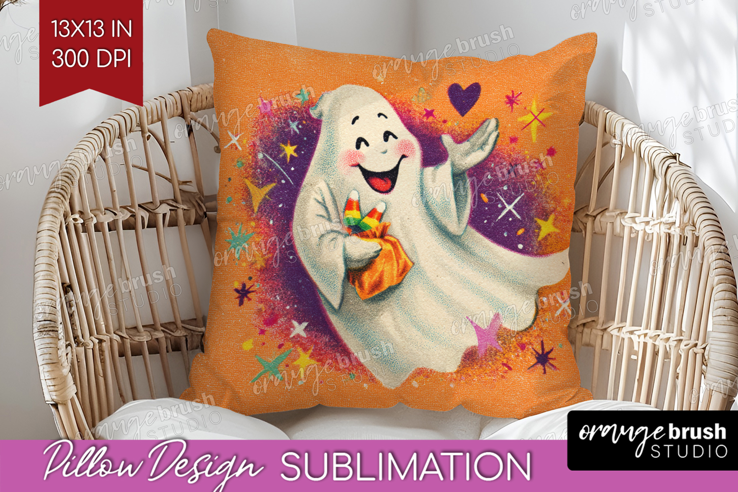 Retro Halloween Pillow Sublimation - Vintage Pillow Cover product image 1