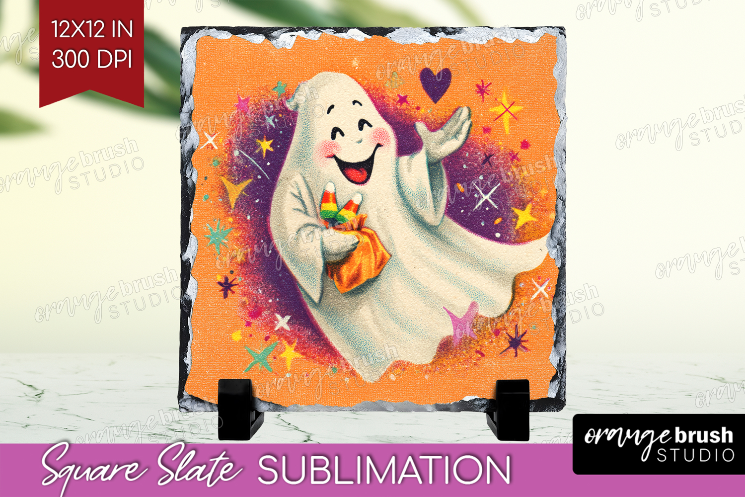 Retro Halloween Slate PNG - Vintage Square Slate Sublimation product image 1