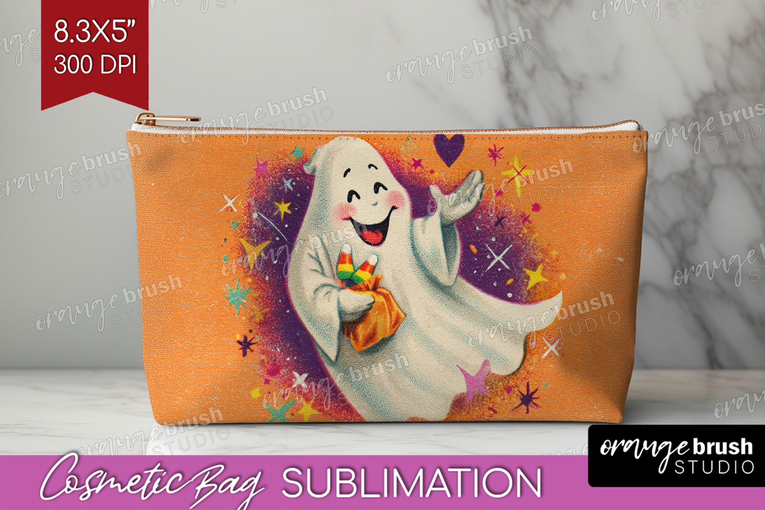 Retro Halloween Cosmetic Bag - Vintage Makeup Bag PNG product image 1