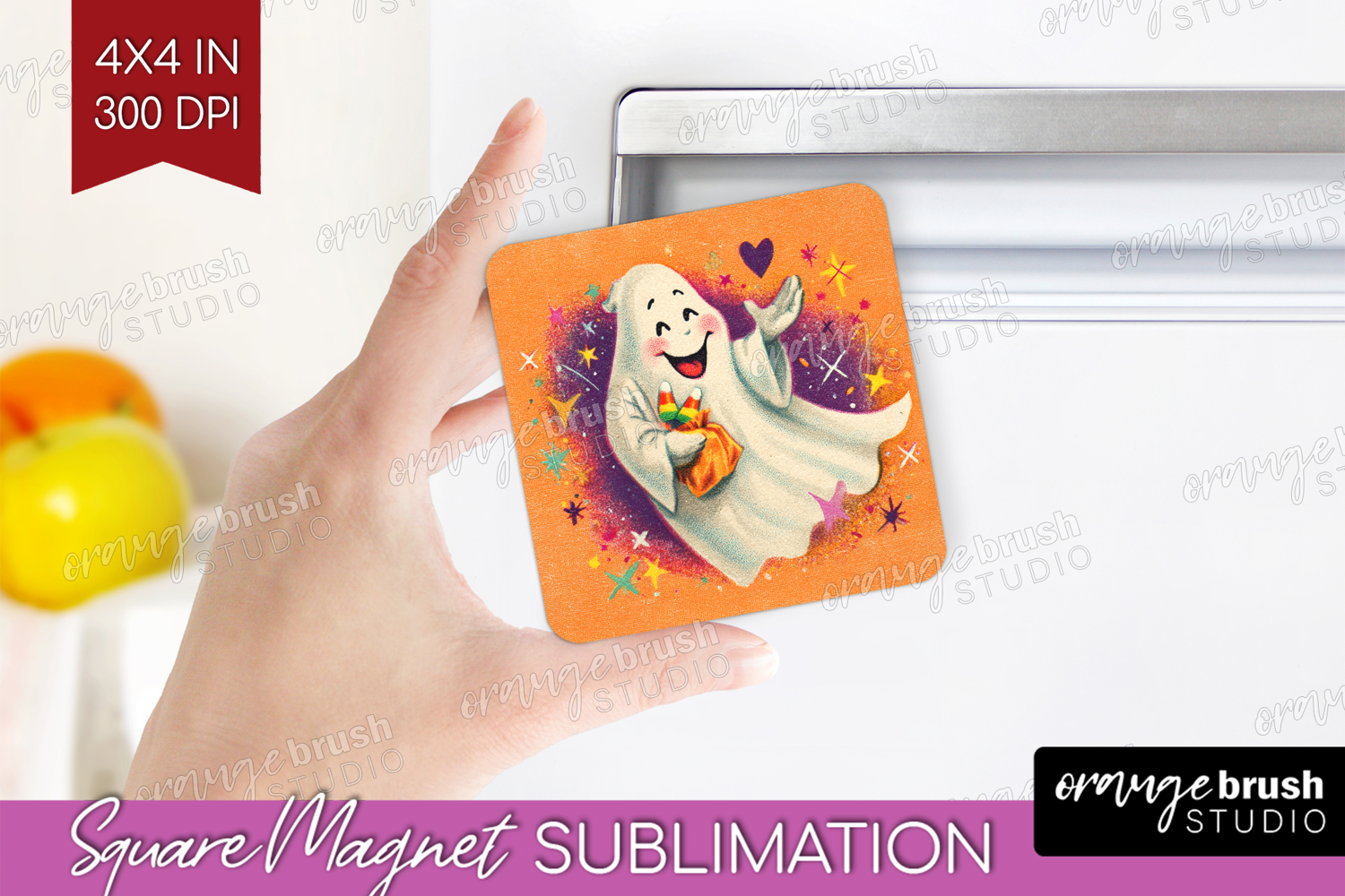 Retro Halloween Magnet Sublimation - Vintage Square Magnet product image 1