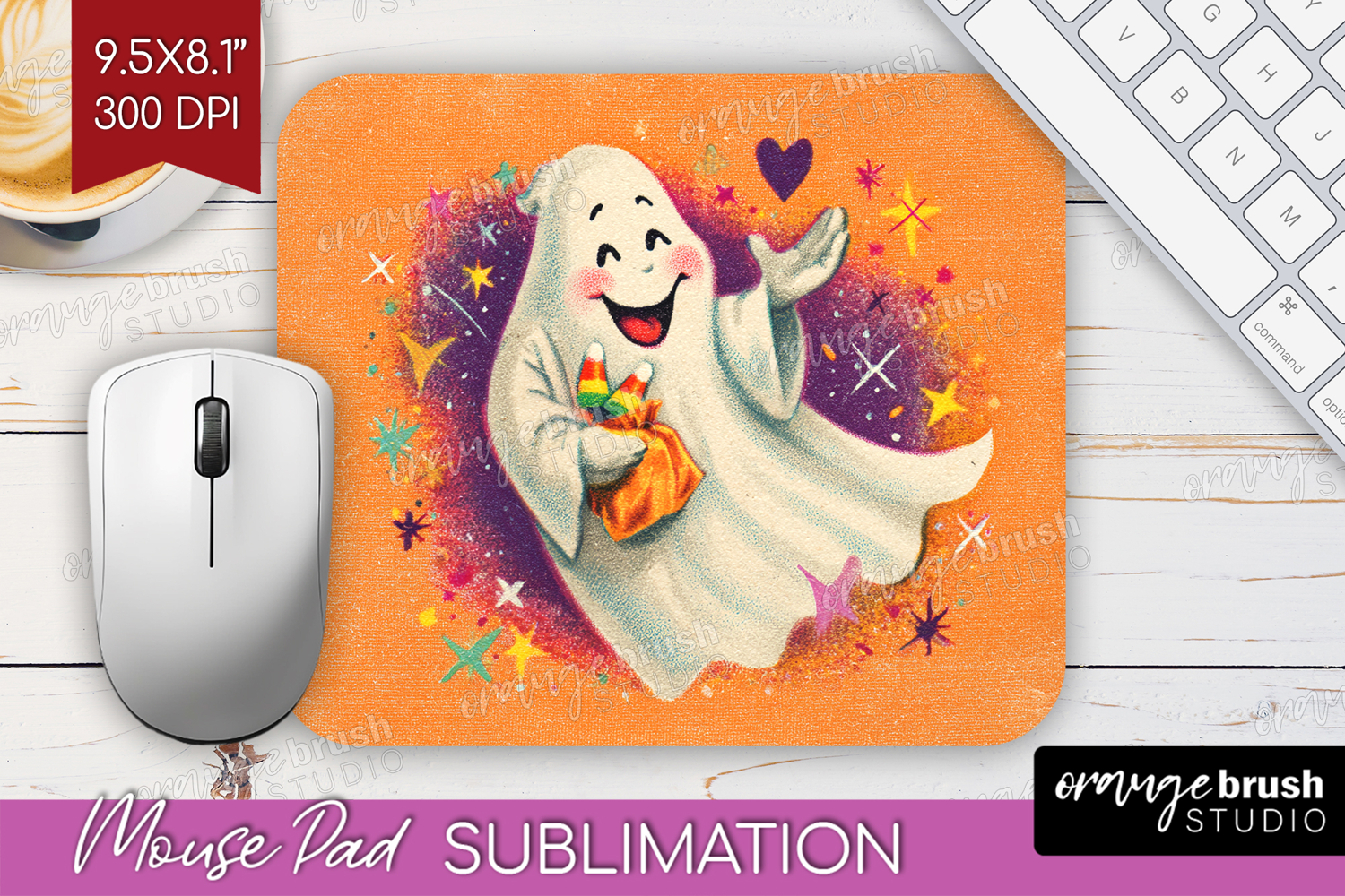 Retro Halloween Mouse Pad Sublimation - Vintage Mousepad PNG product image 1