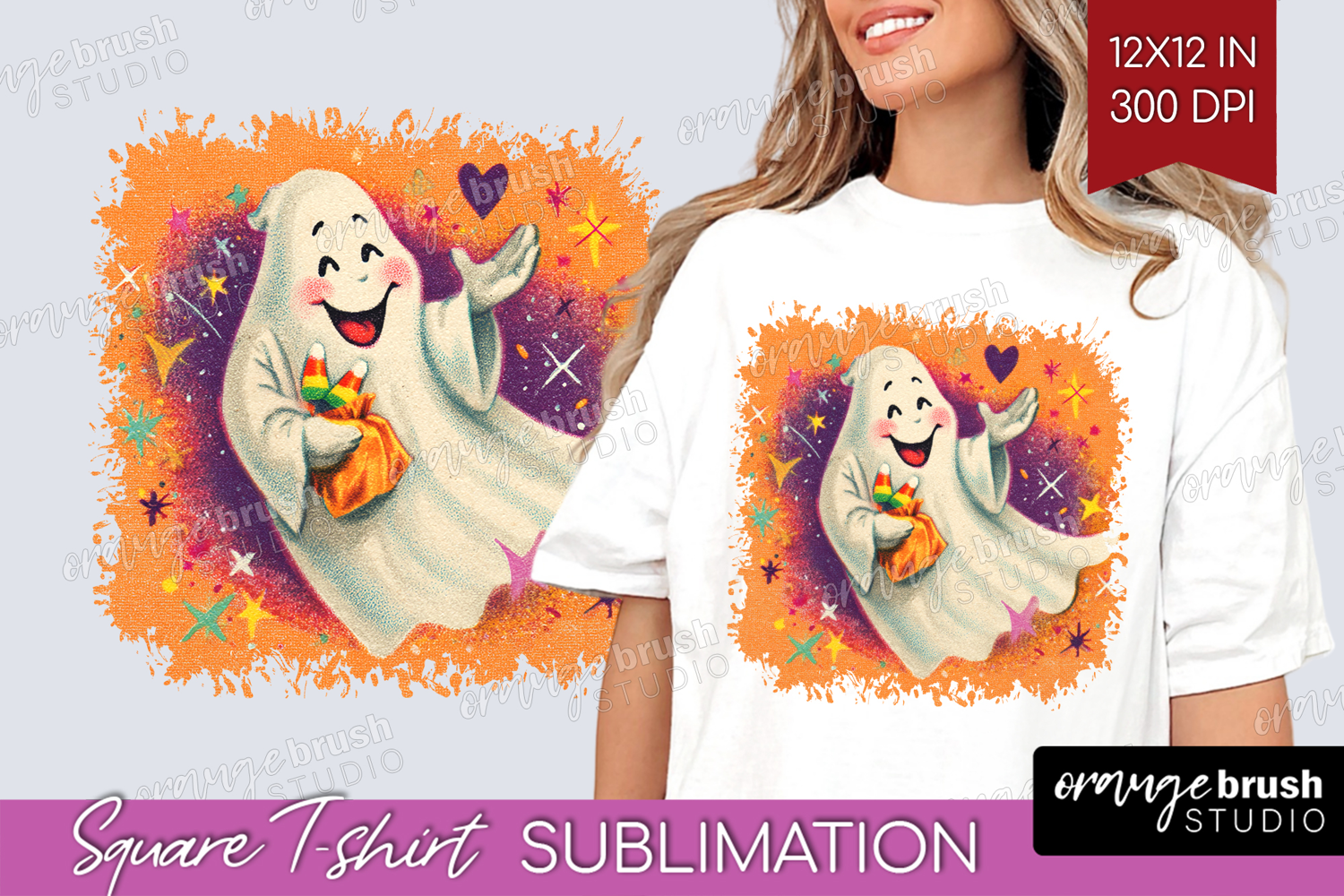 Retro Halloween Square Tshirt Background - Vintage PNG product image 1