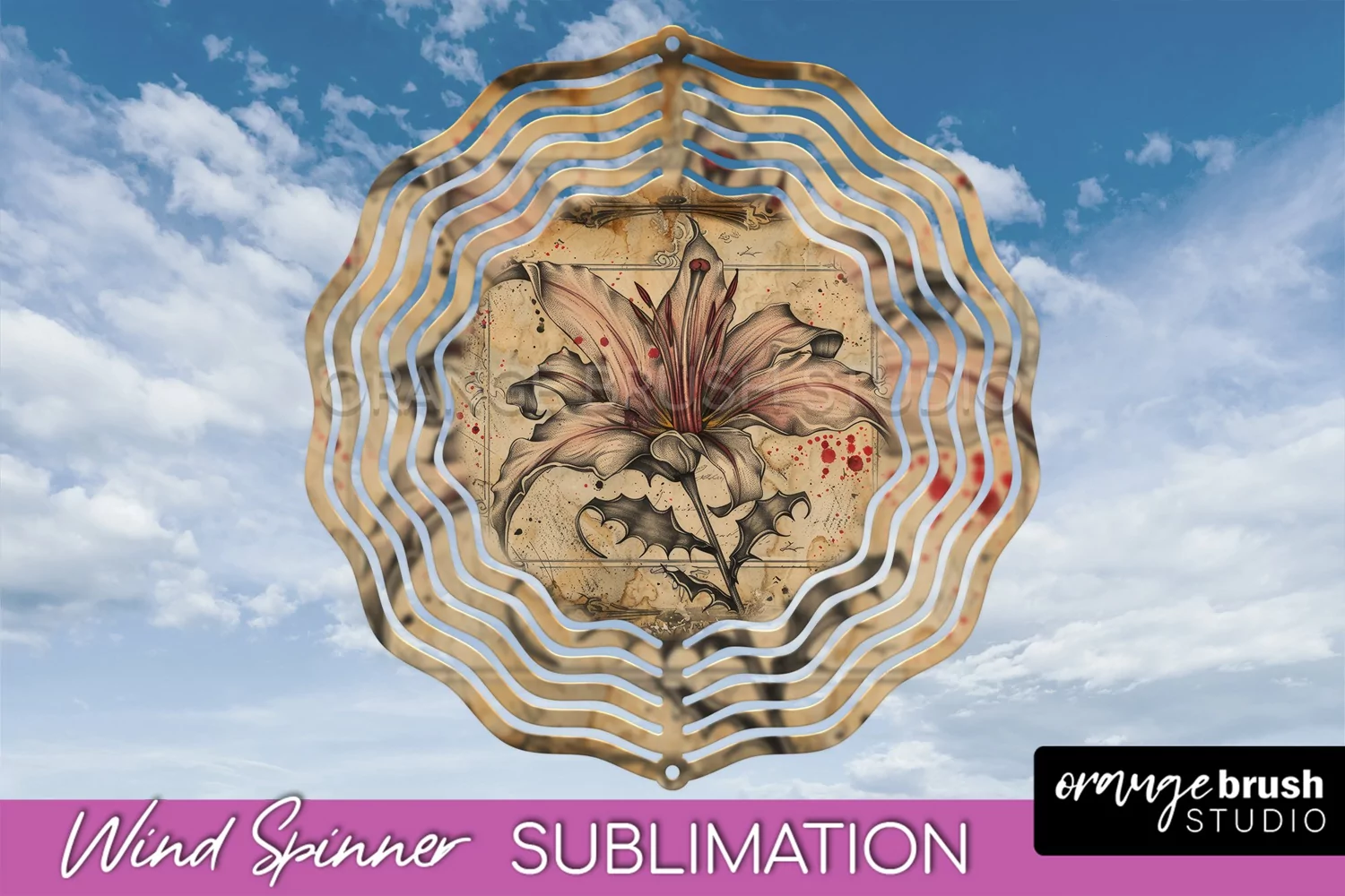 Vintage Halloween Wind Spinner Sublimation - Spooky PNG product image 1