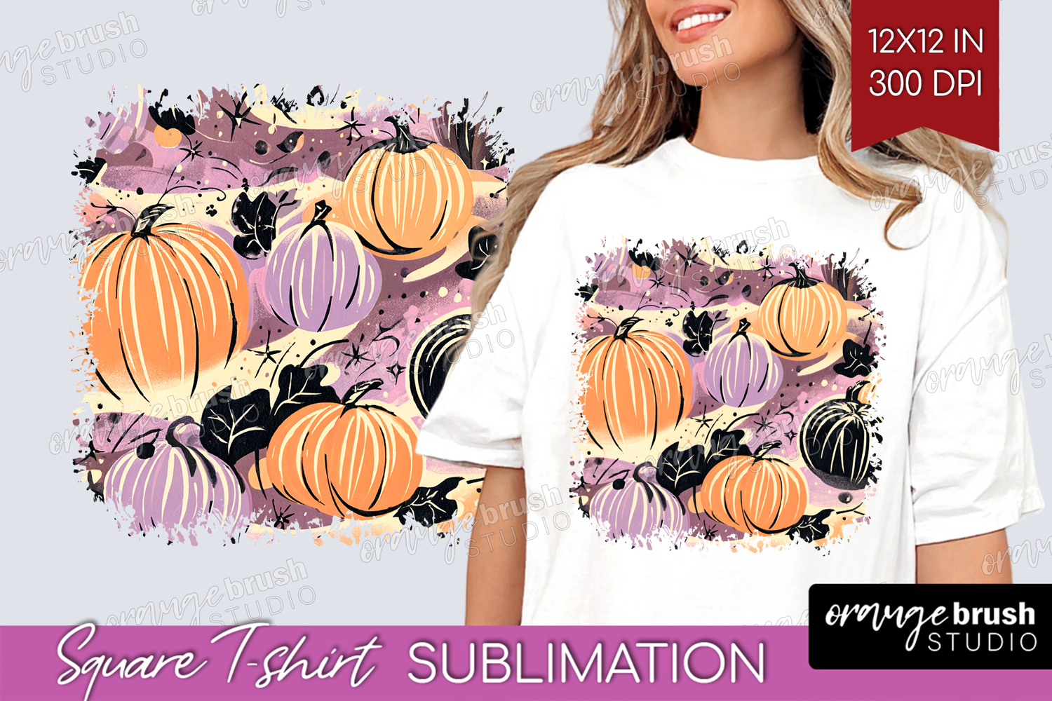 Retro Halloween Square Tshirt Background - Vintage PNG product image 1