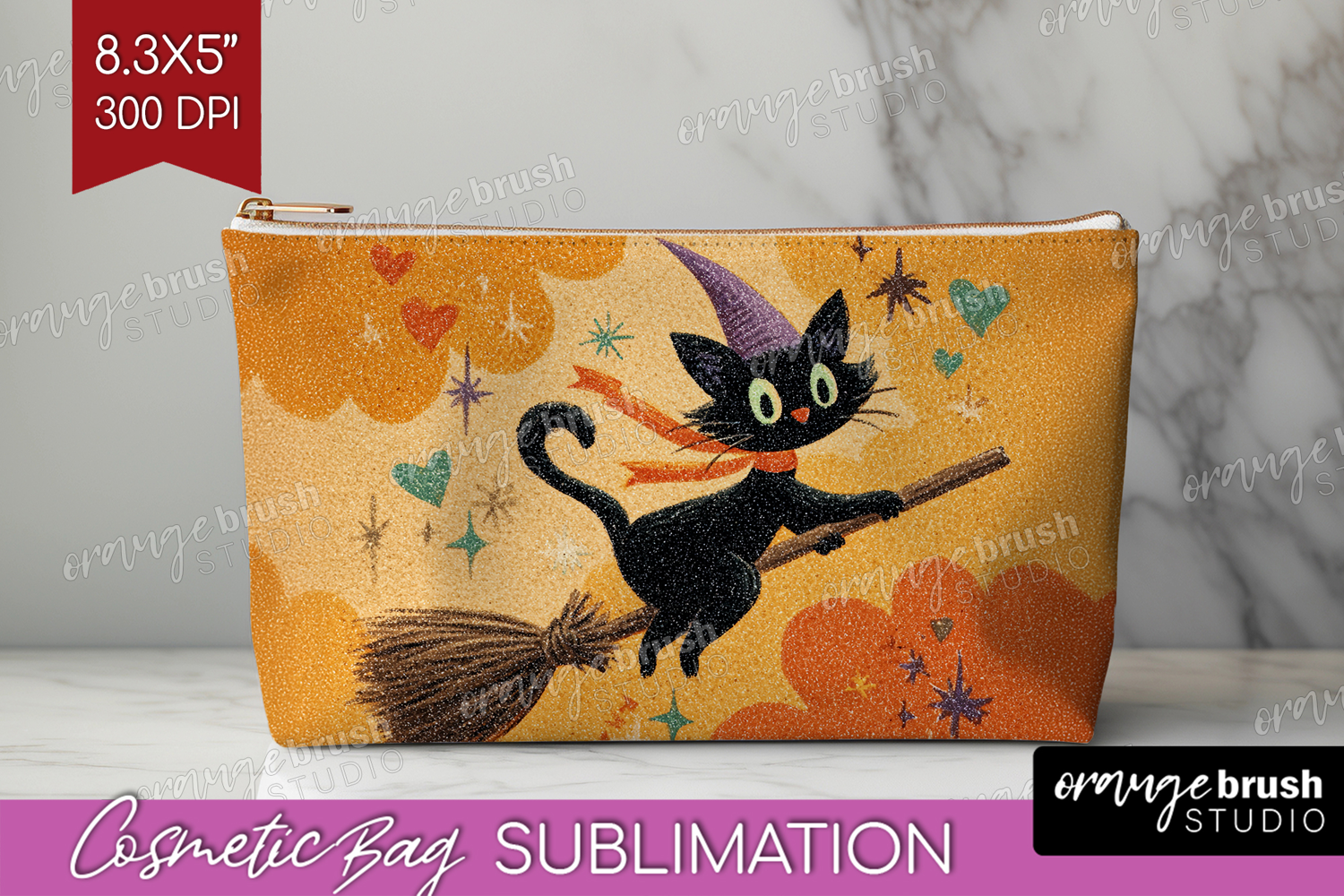 Retro Halloween Cosmetic Bag - Vintage Makeup Bag PNG product image 1