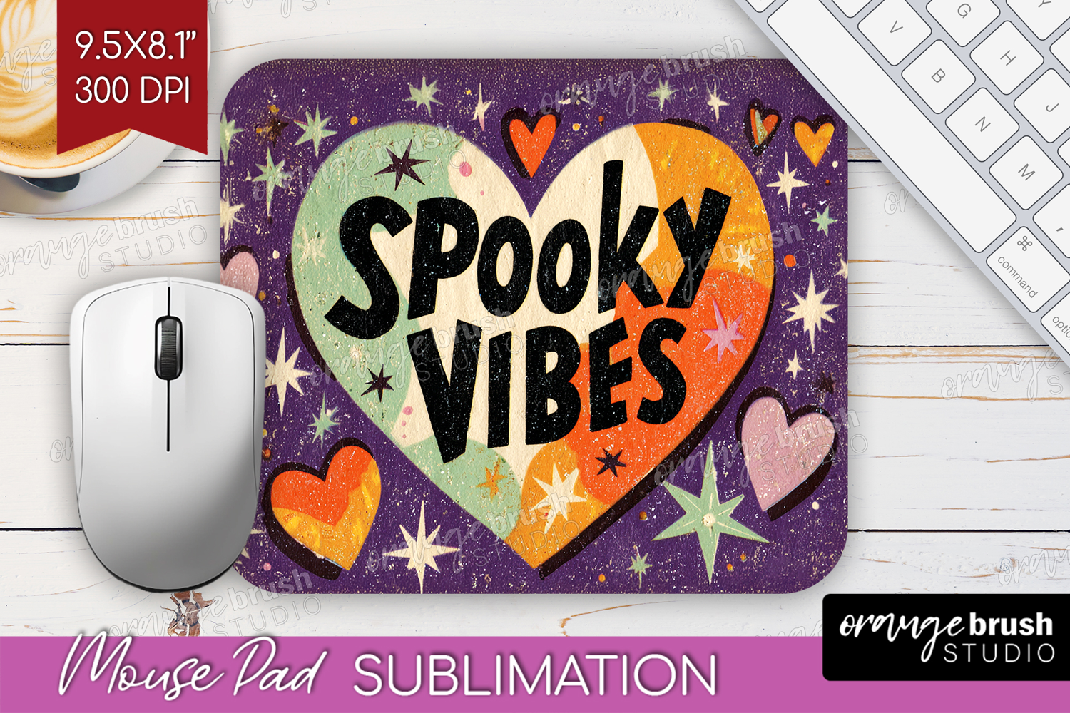 Retro Halloween Mouse Pad Sublimation - Vintage Mousepad PNG product image 1