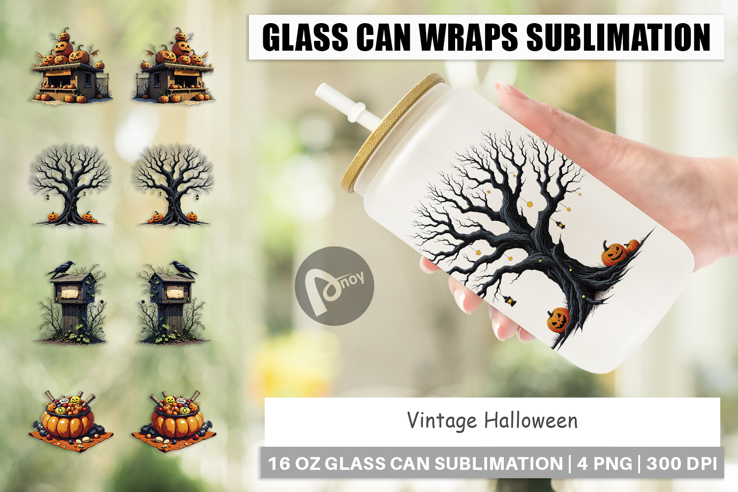 Glass Can Vintage Halloween