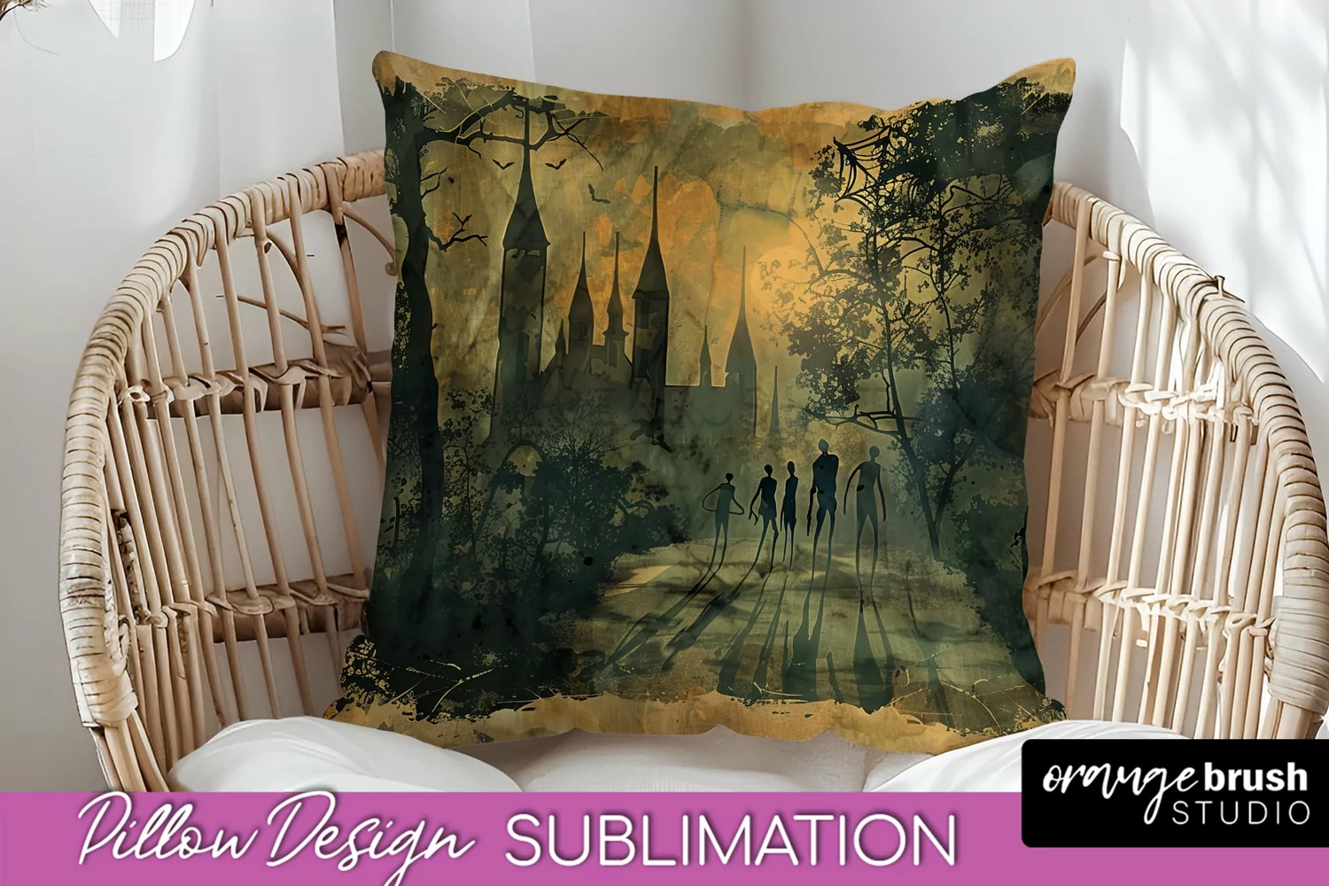 Vintage Halloween Pillow Sublimation, Spooky Pillow Cover product image 1