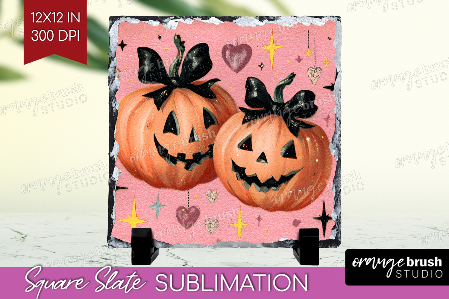 Retro Halloween Slate PNG - Vintage Square Slate Sublimation product image 1