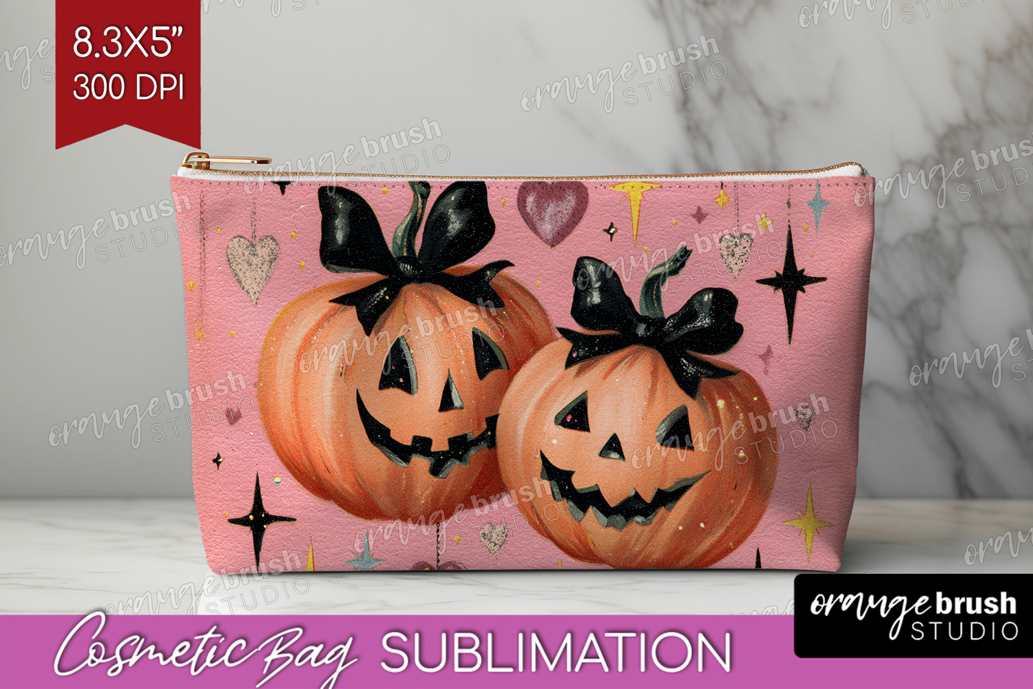 Retro Halloween Cosmetic Bag - Vintage Makeup Bag PNG product image 1