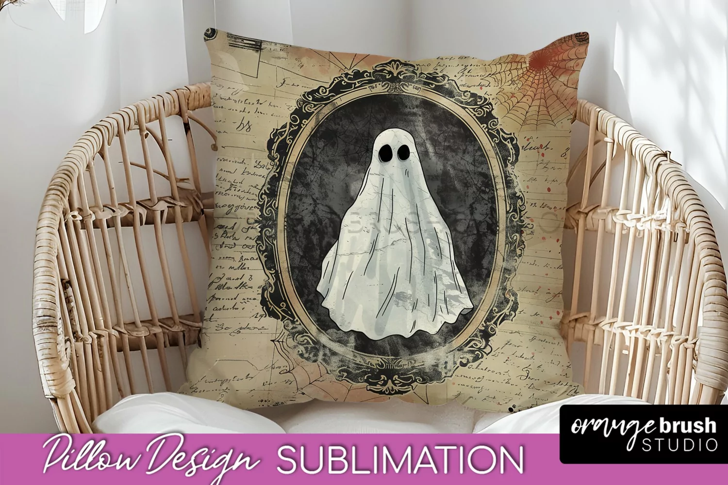 Vintage Halloween Pillow Sublimation, Spooky Pillow Cover product image 1