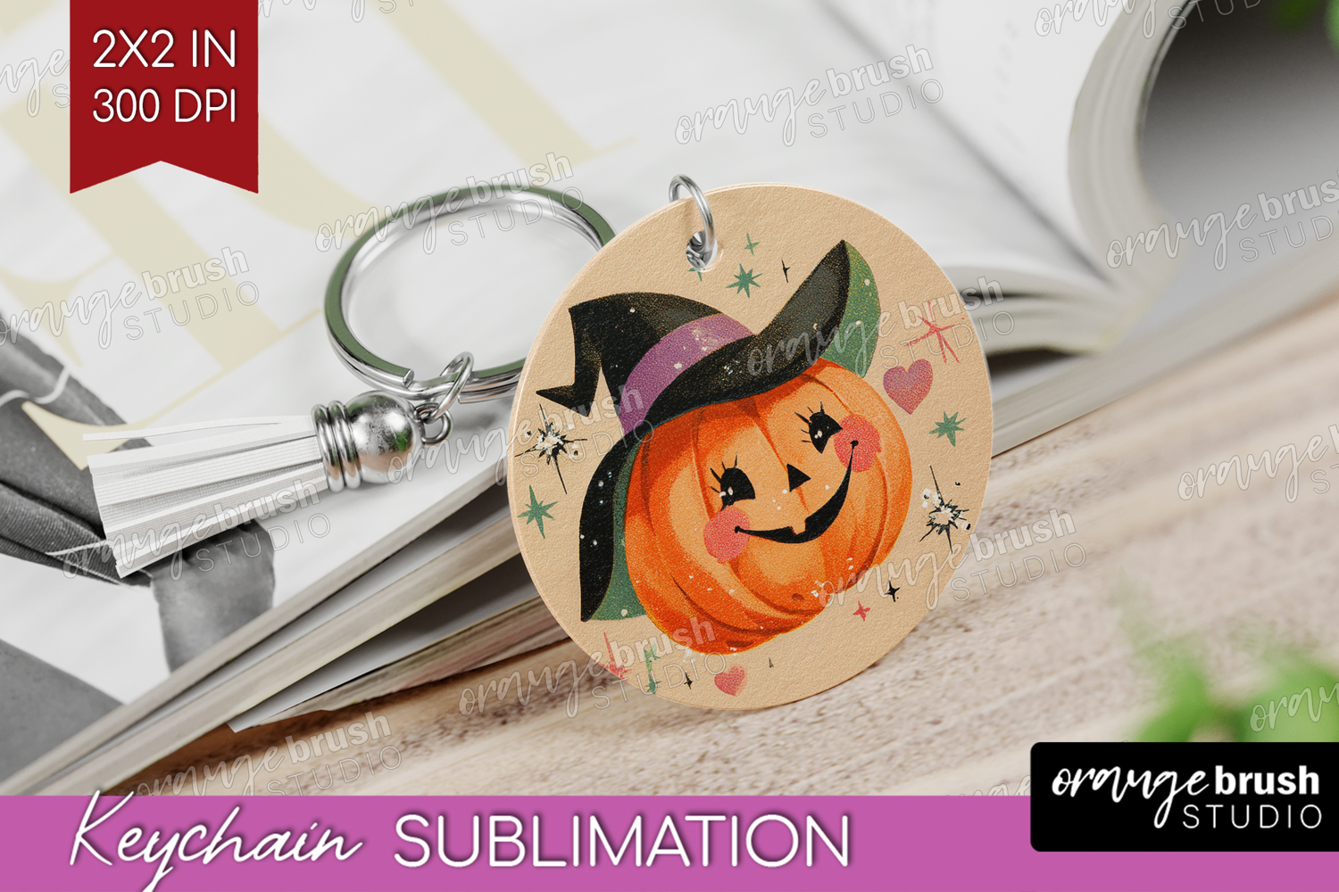 Retro Halloween Keychain PNG - Vintage Keychain Sublimation product image 1