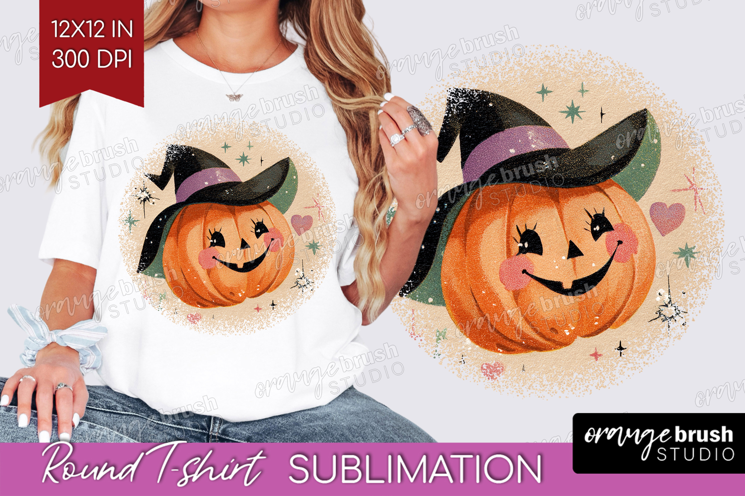Retro Halloween Round Tshirt Background - Vintage PNG product image 1