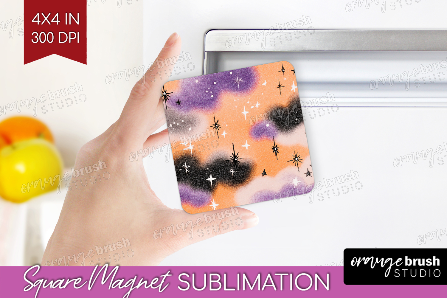 Retro Halloween Magnet Sublimation - Vintage Square Magnet product image 1