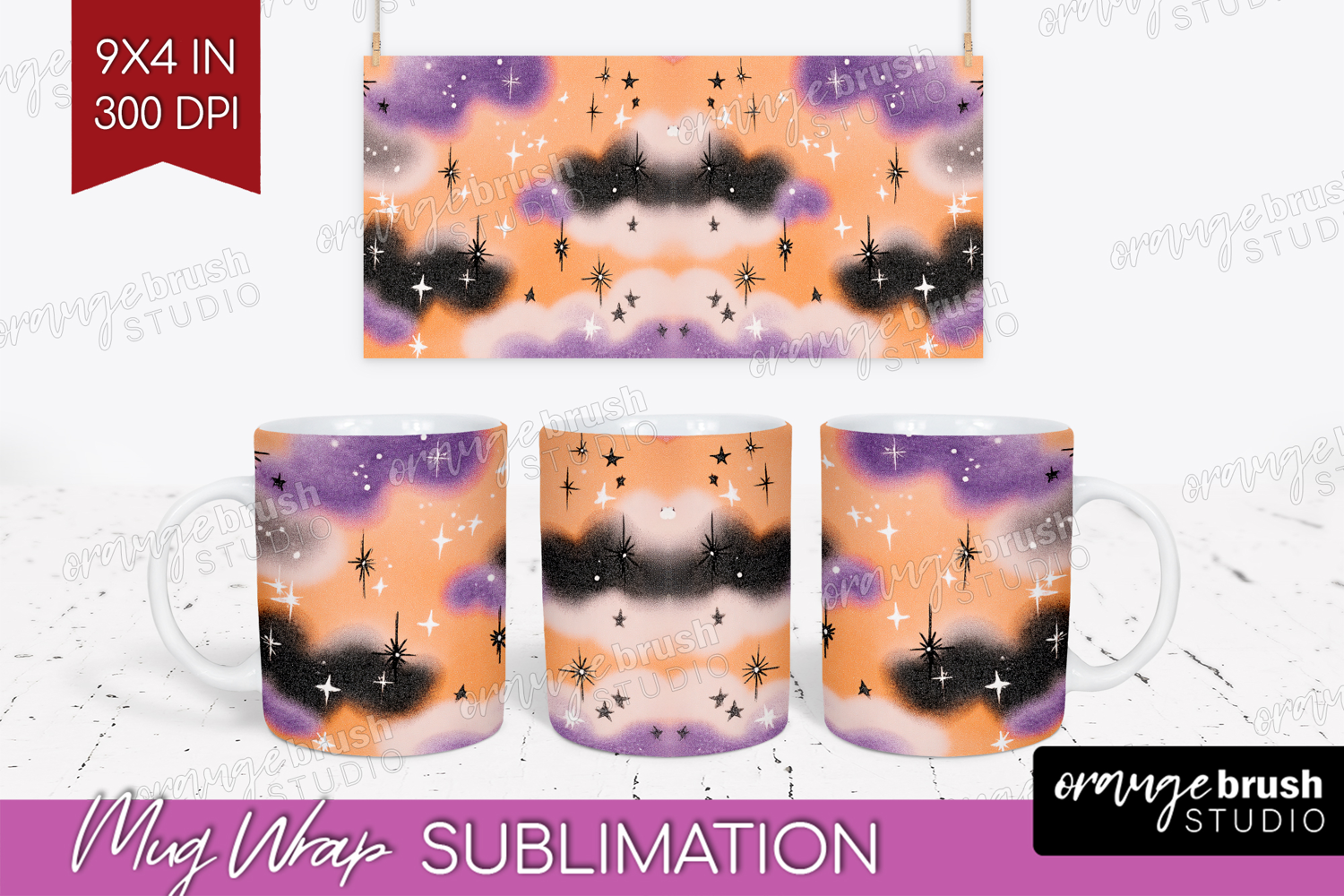 Retro Halloween Mug Wrap - Vintage Mug PNG Sublimation product image 1