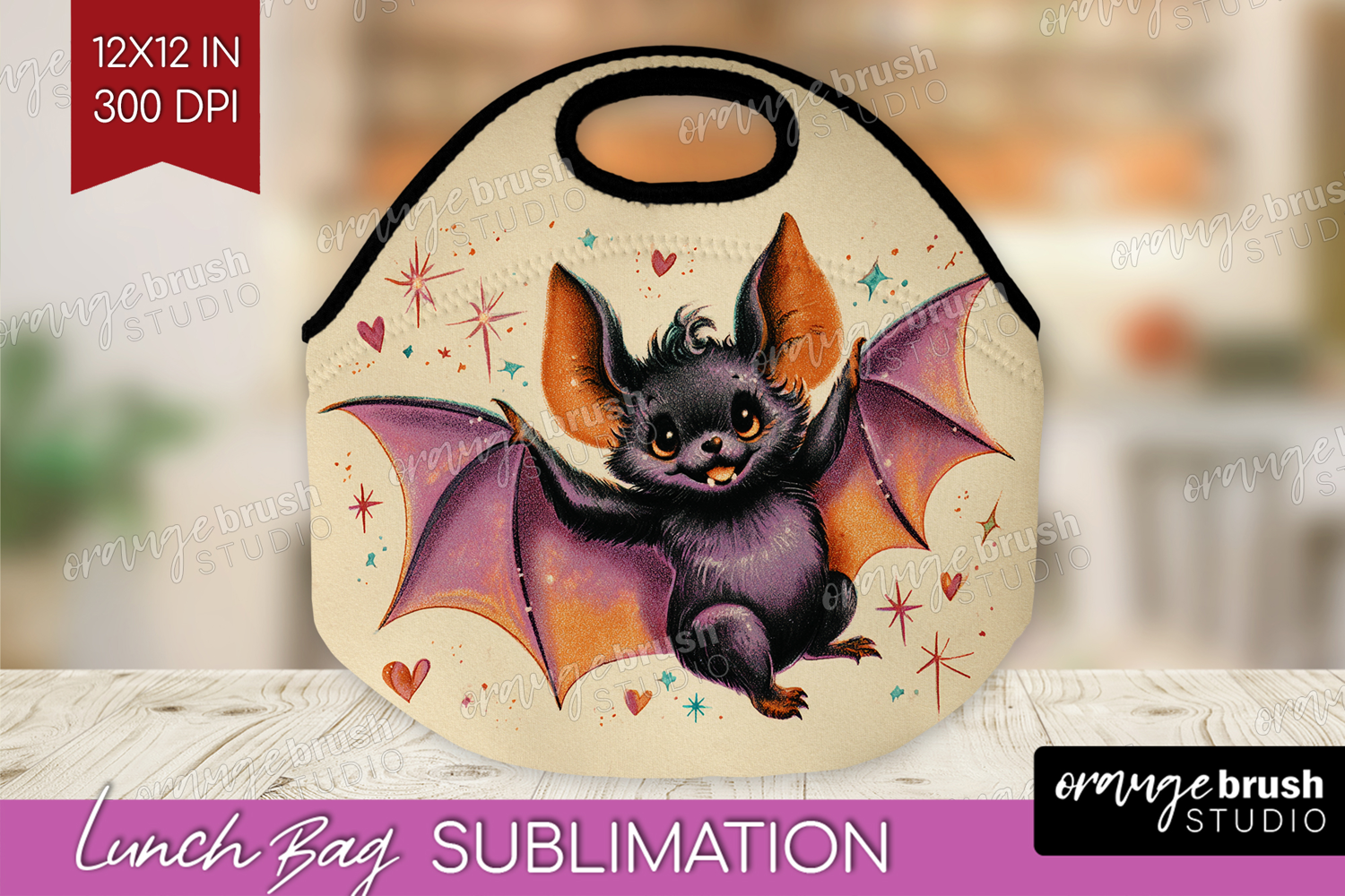 Retro Halloween Lunch Bag - Vintage Lunch Bug PNG product image 1