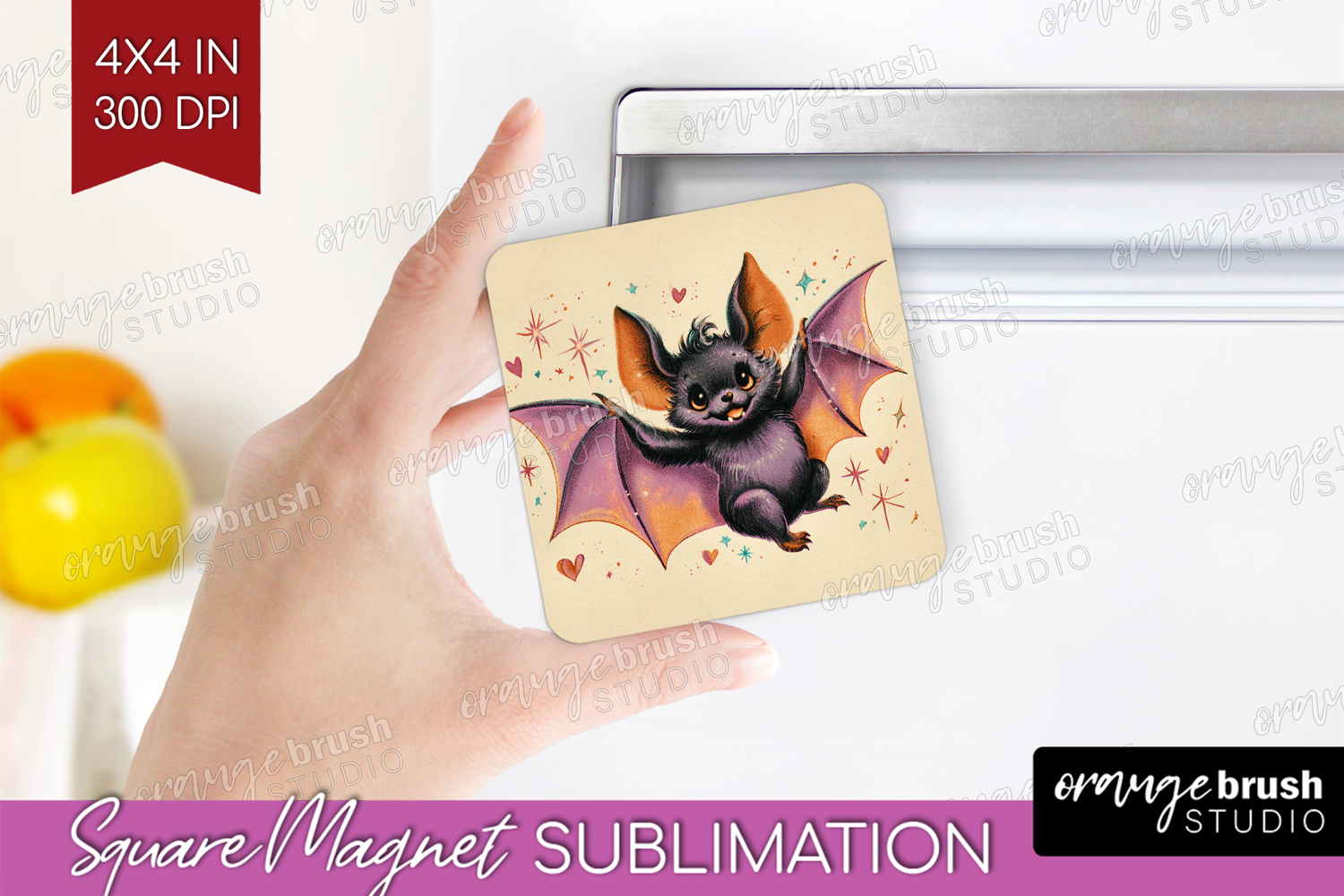 Retro Halloween Magnet Sublimation - Vintage Square Magnet product image 1