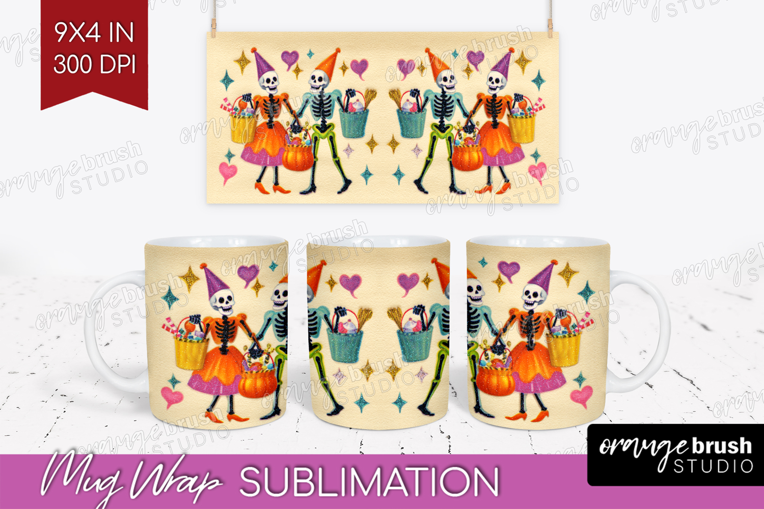 Retro Halloween Mug Wrap - Vintage Mug PNG Sublimation product image 1