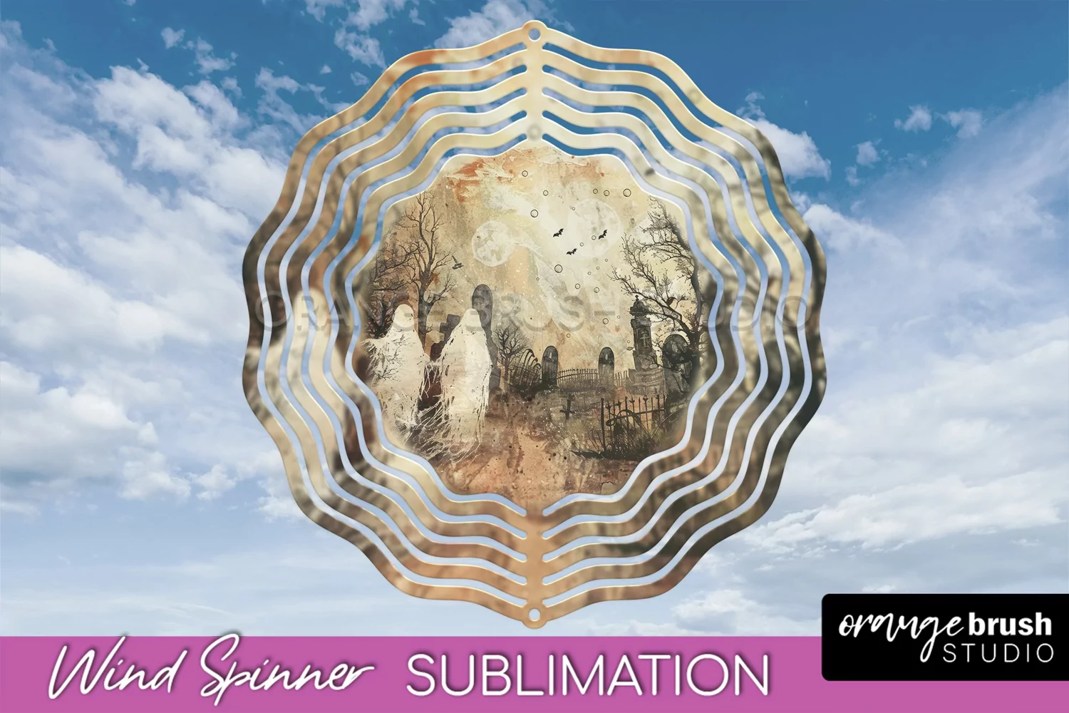 Vintage Halloween Wind Spinner Sublimation - Spooky PNG product image 1