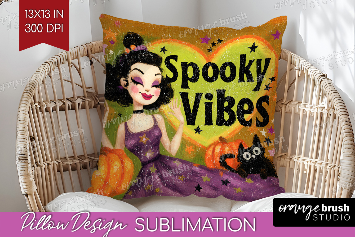 Retro Halloween Pillow Sublimation - Vintage Pillow Cover product image 1