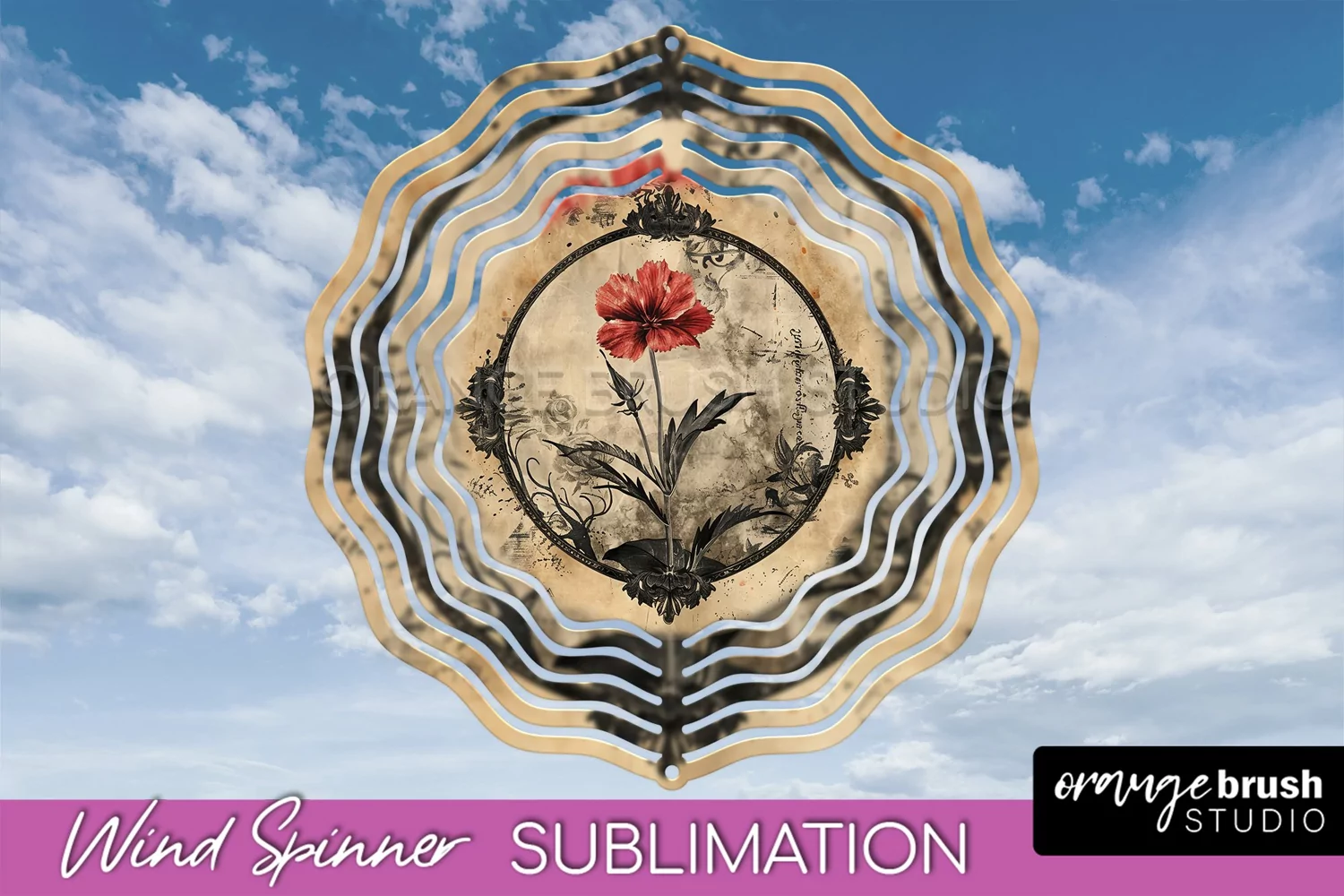 Vintage Halloween Wind Spinner Sublimation - Spooky PNG product image 1