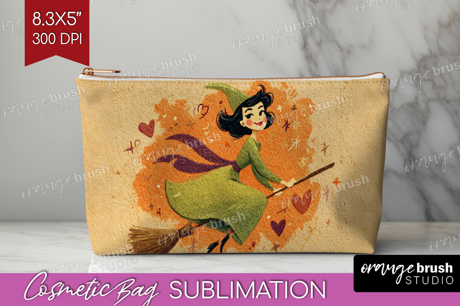 Retro Halloween Cosmetic Bag - Vintage Makeup Bag PNG product image 1