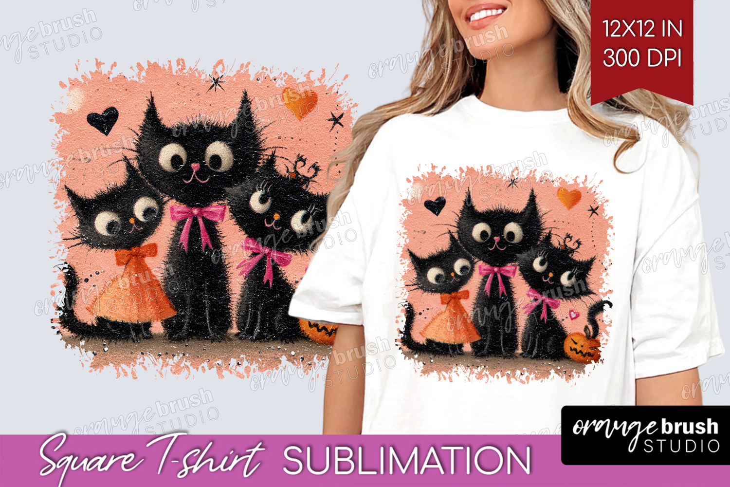 Retro Halloween Square Tshirt Background - Vintage PNG product image 1