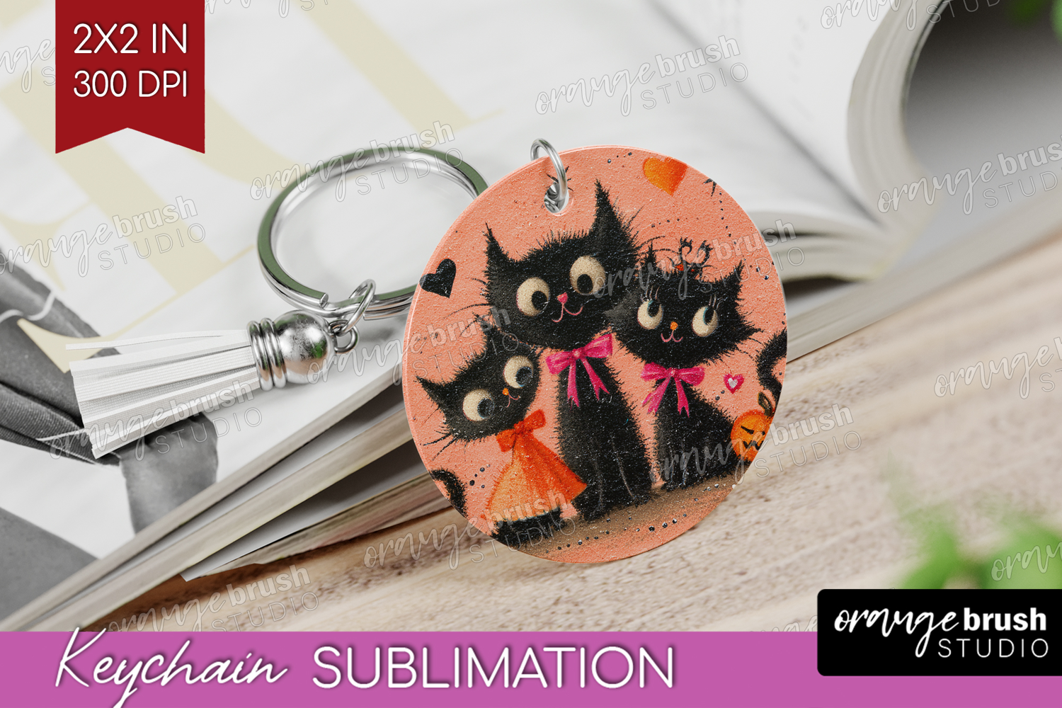 Retro Halloween Keychain PNG - Vintage Keychain Sublimation product image 1