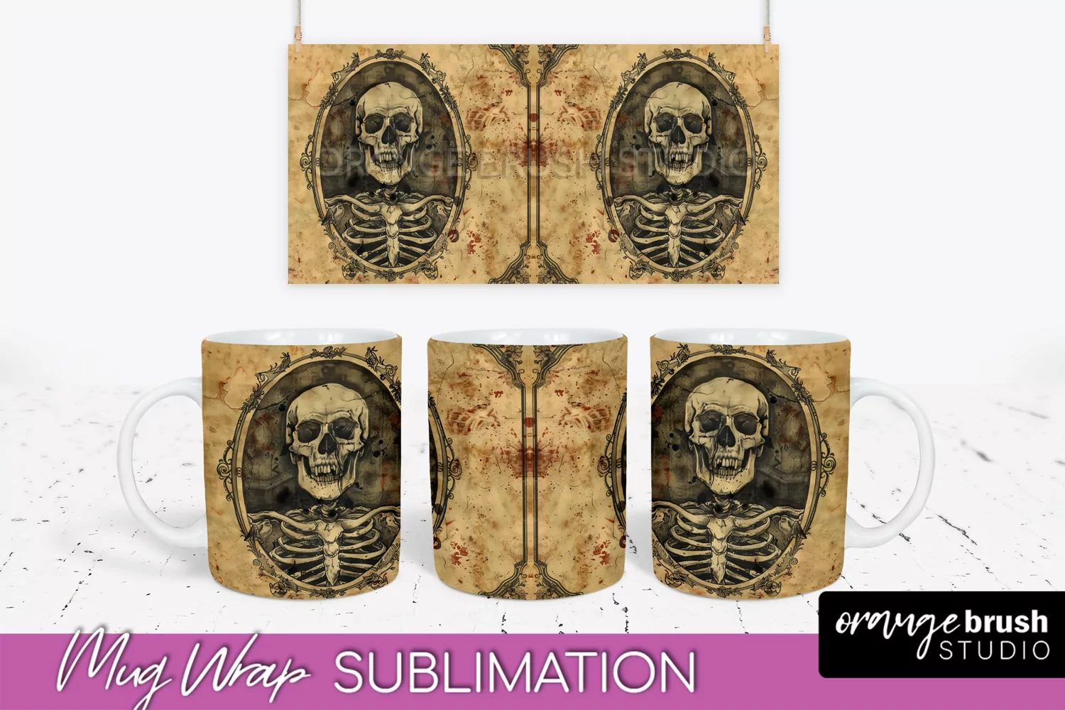 Vintage Halloween Mug Wrap - Spooky Mug Sublimation product image 1