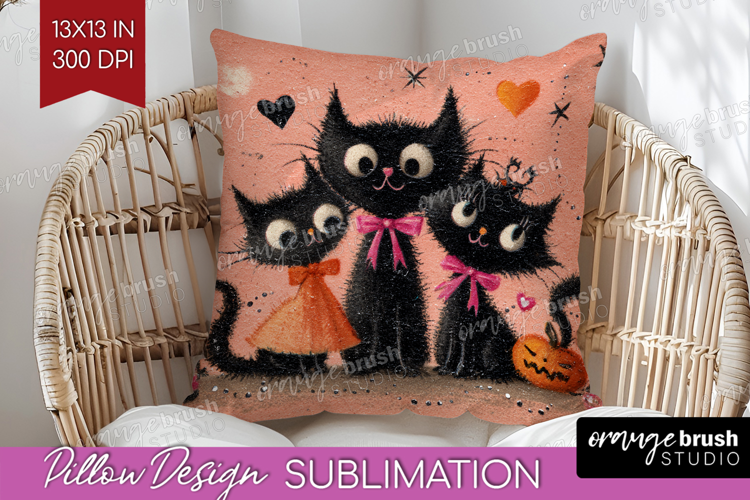 Retro Halloween Pillow Sublimation - Vintage Pillow Cover product image 1