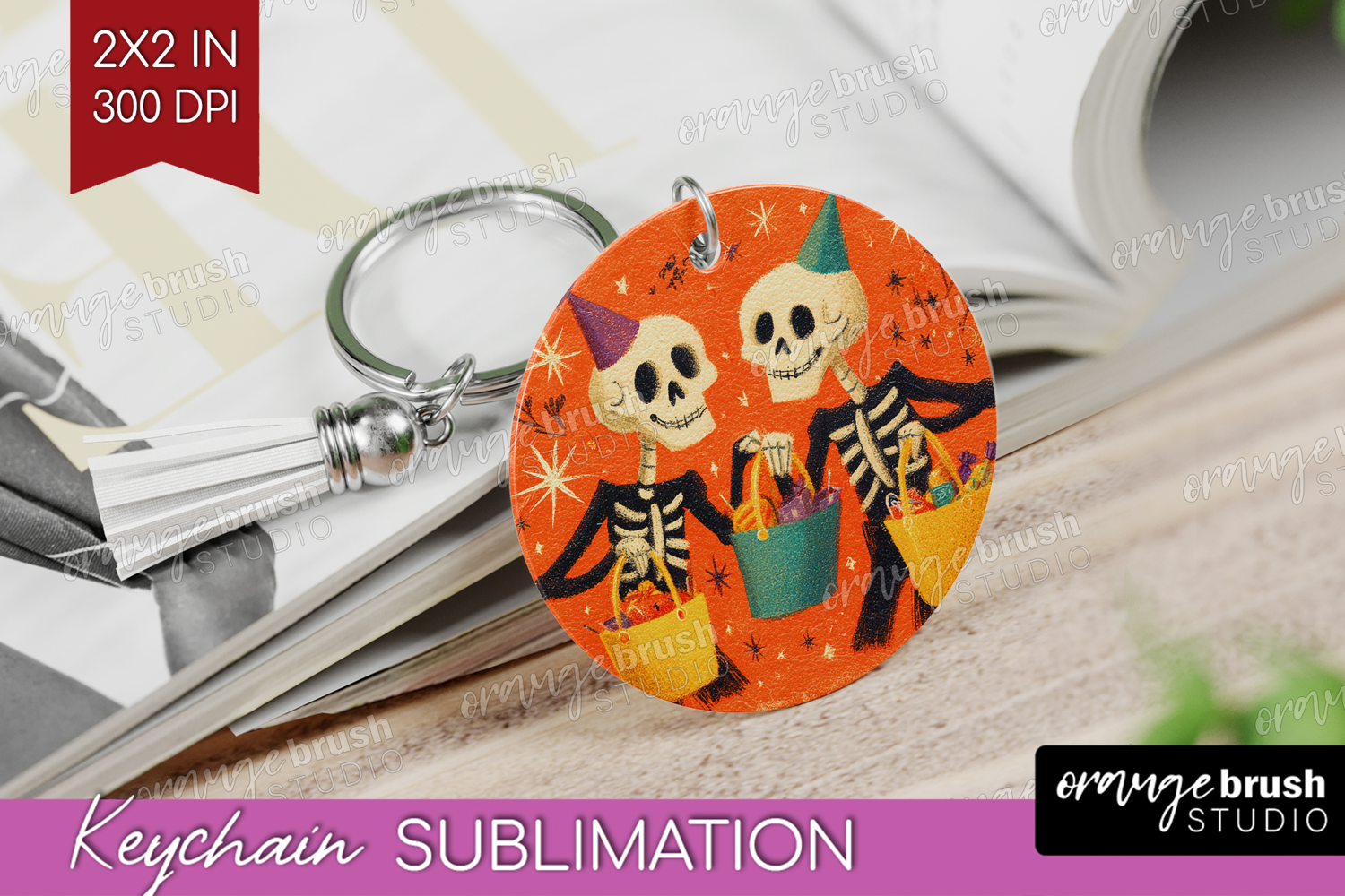 Retro Halloween Keychain PNG - Vintage Keychain Sublimation product image 1