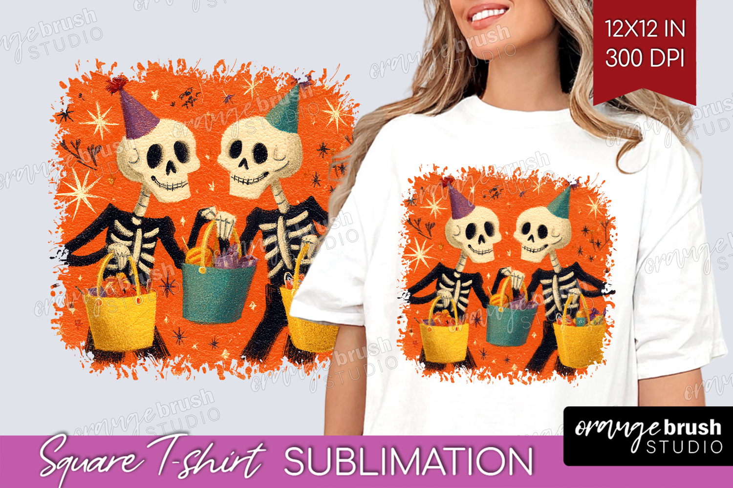 Retro Halloween Square Tshirt Background - Vintage PNG product image 1