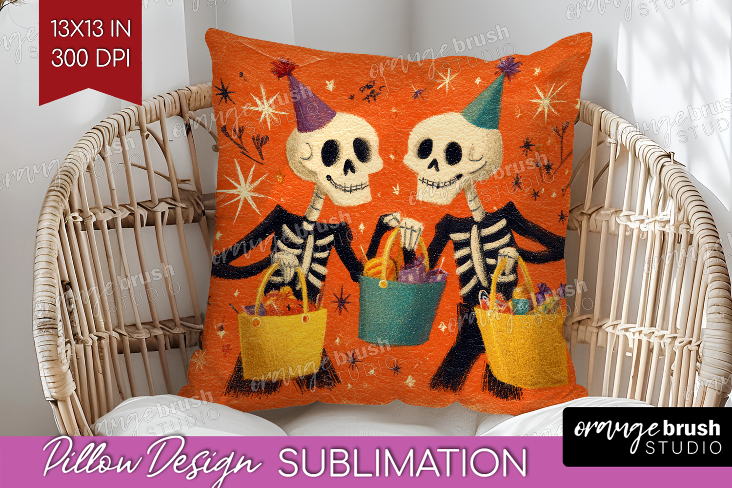 Retro Halloween Pillow Sublimation - Vintage Pillow Cover product image 1