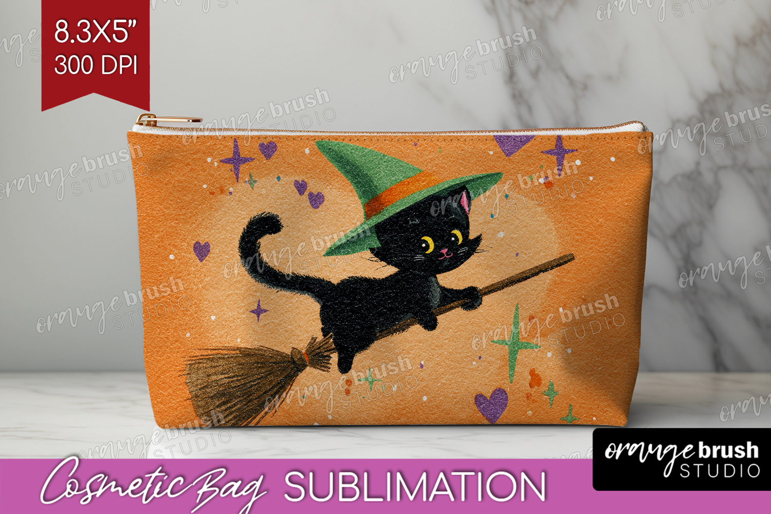 Retro Halloween Cosmetic Bag - Vintage Makeup Bag PNG product image 1