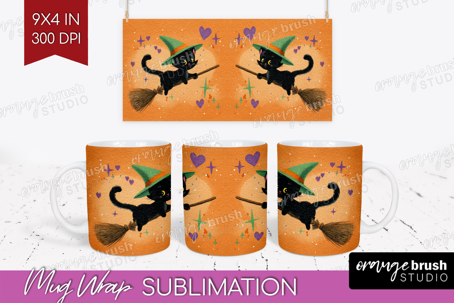 Retro Halloween Mug Wrap - Vintage Mug PNG Sublimation product image 1