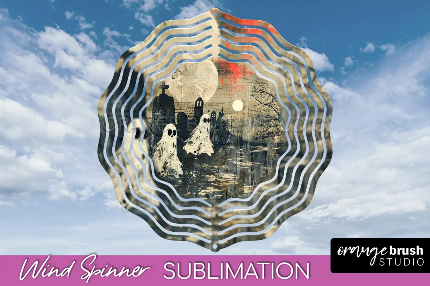 Vintage Halloween Wind Spinner Sublimation - Spooky PNG product image 1