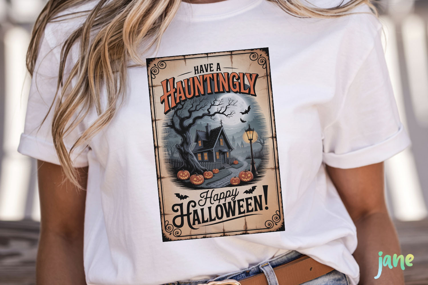 Vintage Halloween Card PNG product image 1
