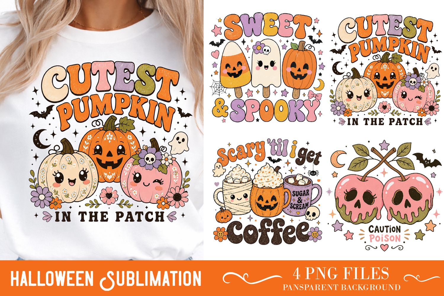 Vintage Halloween Distressed PNG, Retro Sublimation product image 1