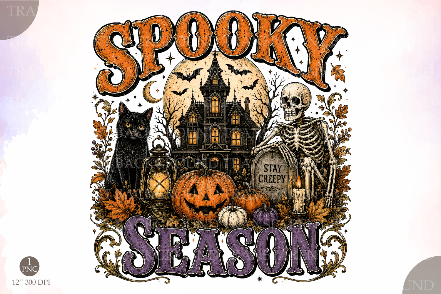 Vintage Halloween Horror Night Png, Halloween Shirt designs product image 1