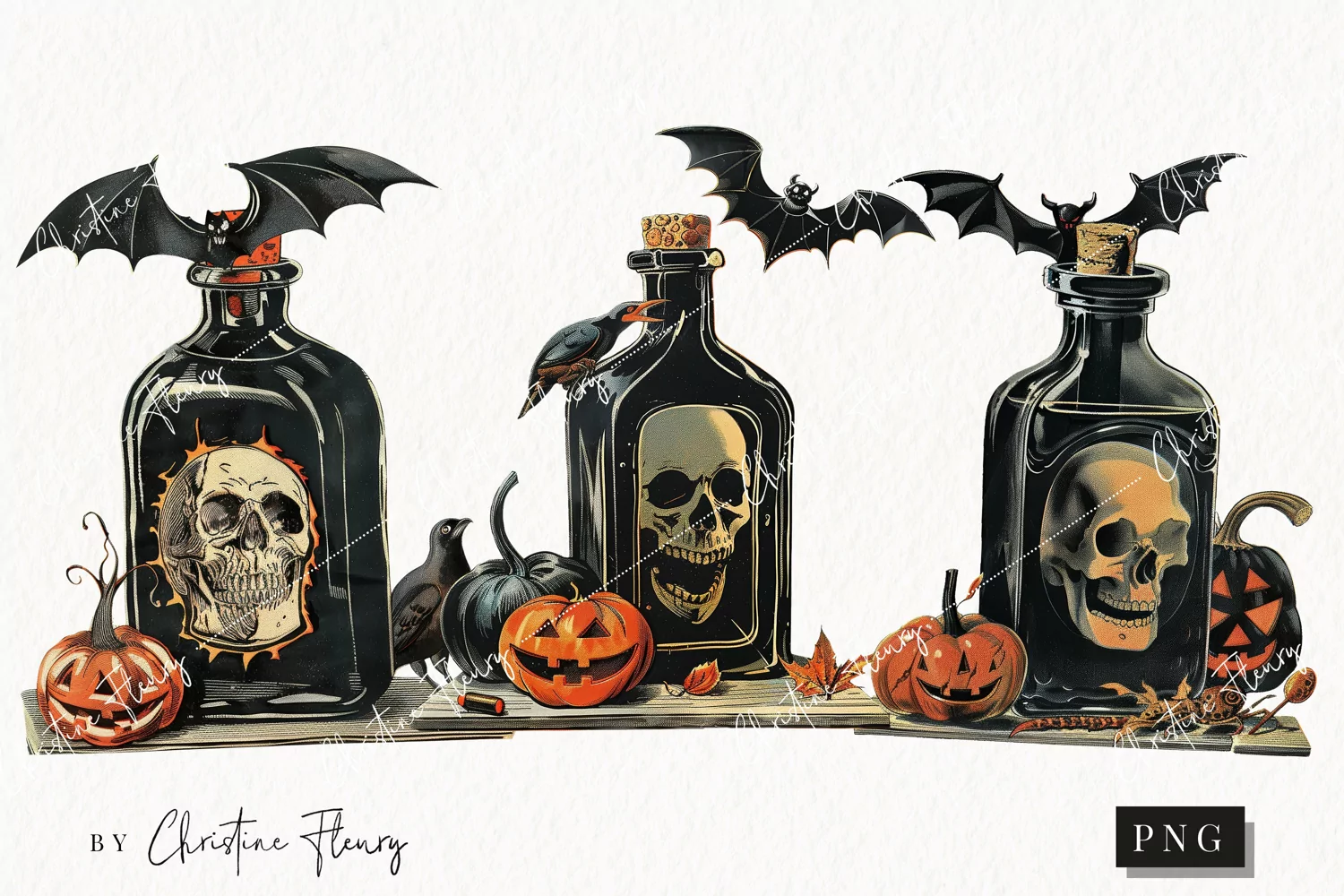 Vintage Halloween Poison Bottle | Halloween PNG product image 1