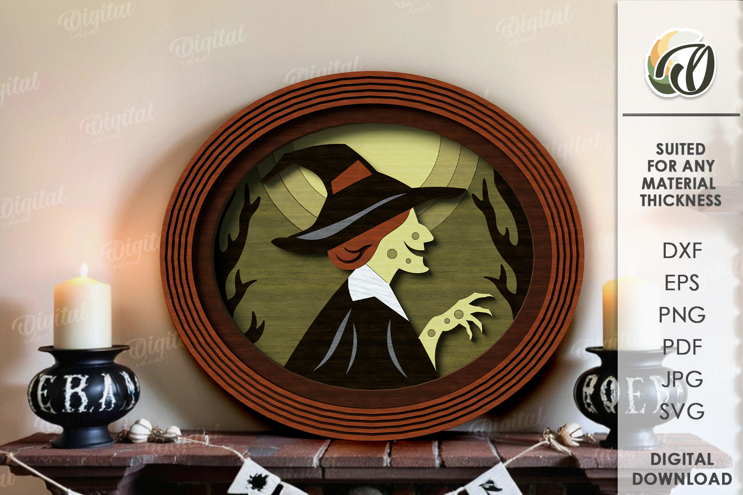 Vintage Halloween Portrait Laser Cut. Wall decor SVG product image 1