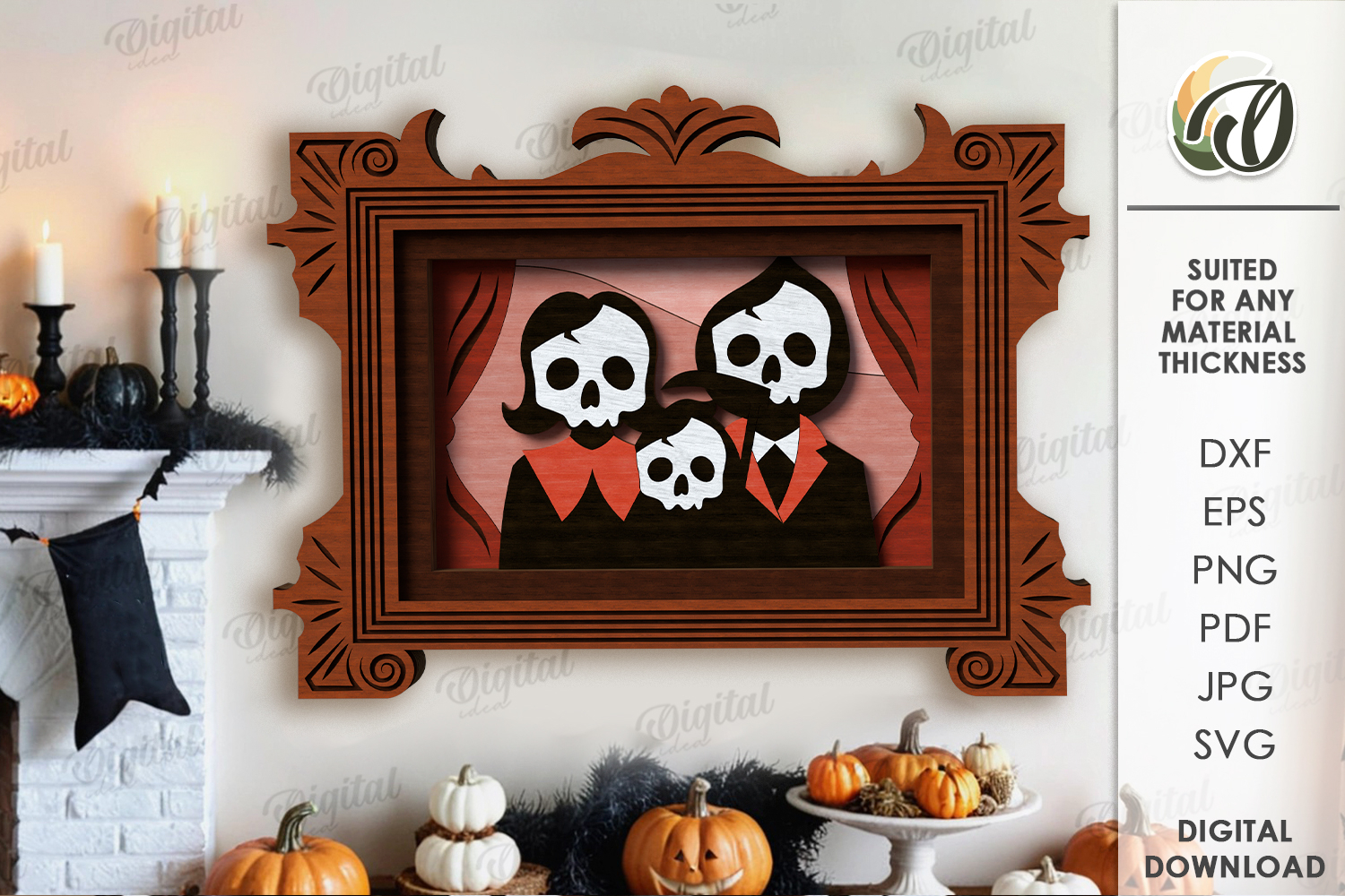 Vintage Halloween Portrait Laser Cut. Wall decor SVG product image 1