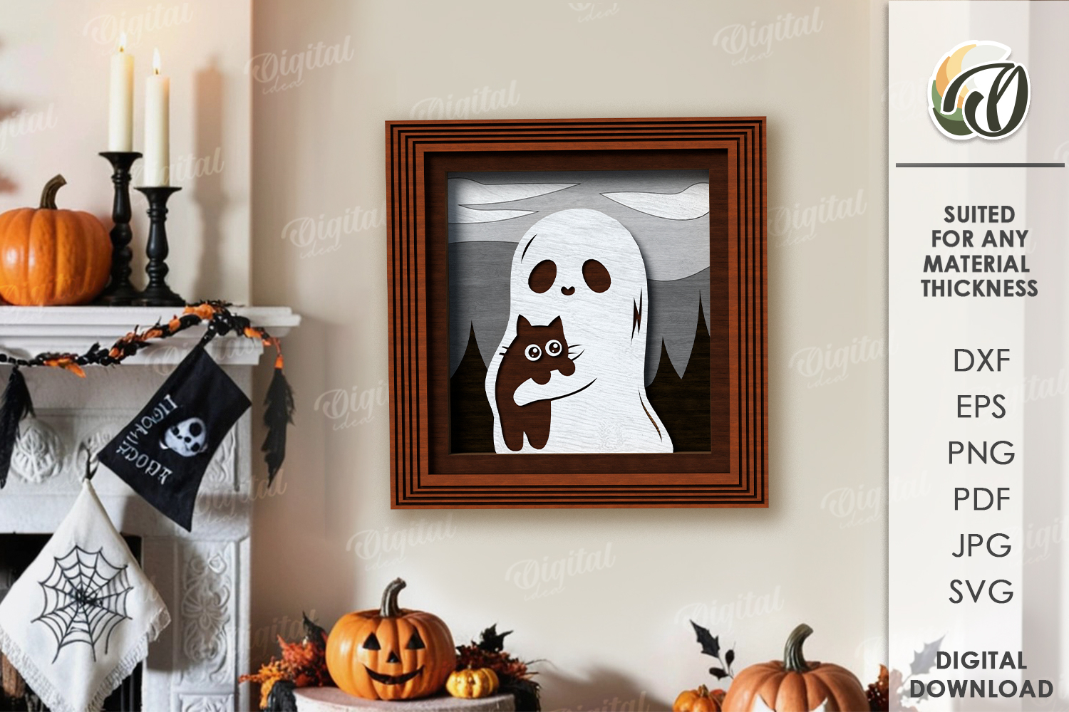 Vintage Halloween Portrait Laser Cut. Wall decor SVG product image 1