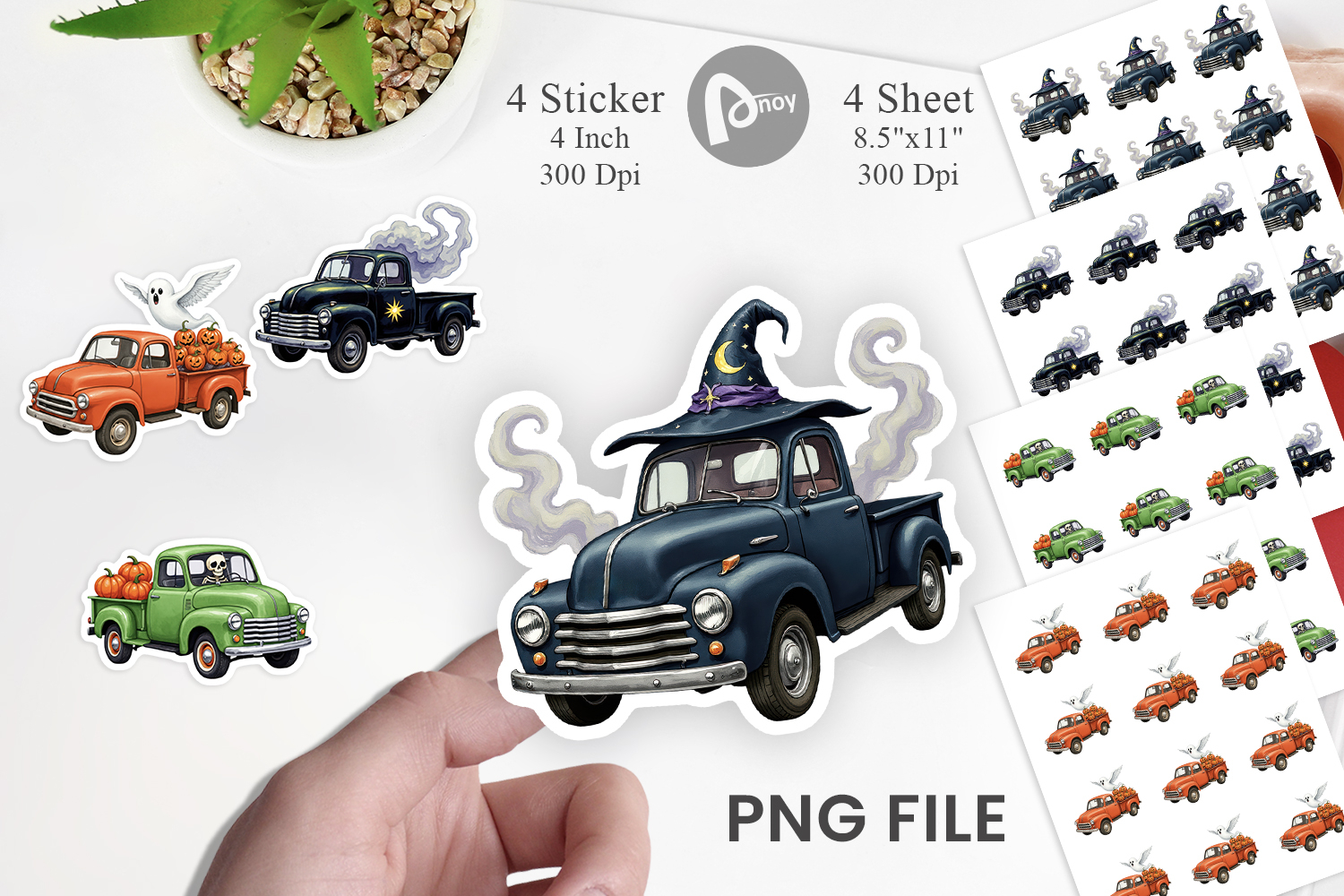 Vintage Halloween Truck Sticker product image 1