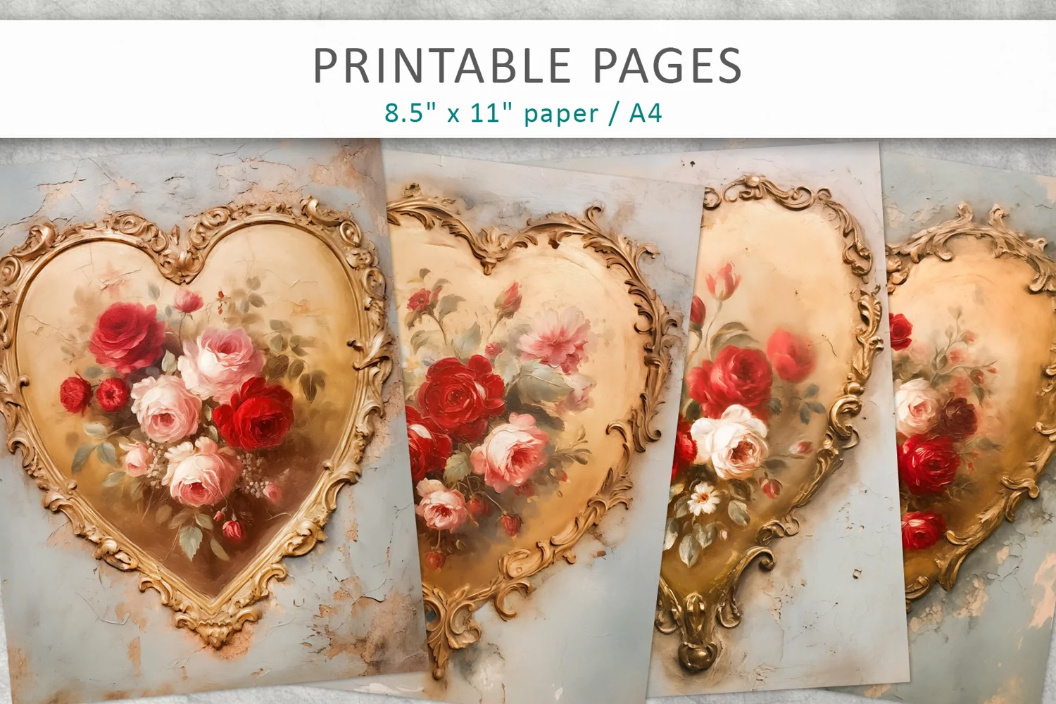 Vintage heart junk journal, Valentine’s pages product image 1