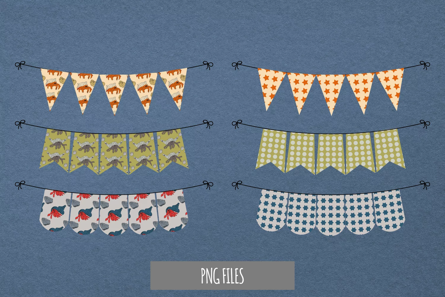 Vintage Hermit Crab Seamless Pattern Bunting Banner Sets product image 1